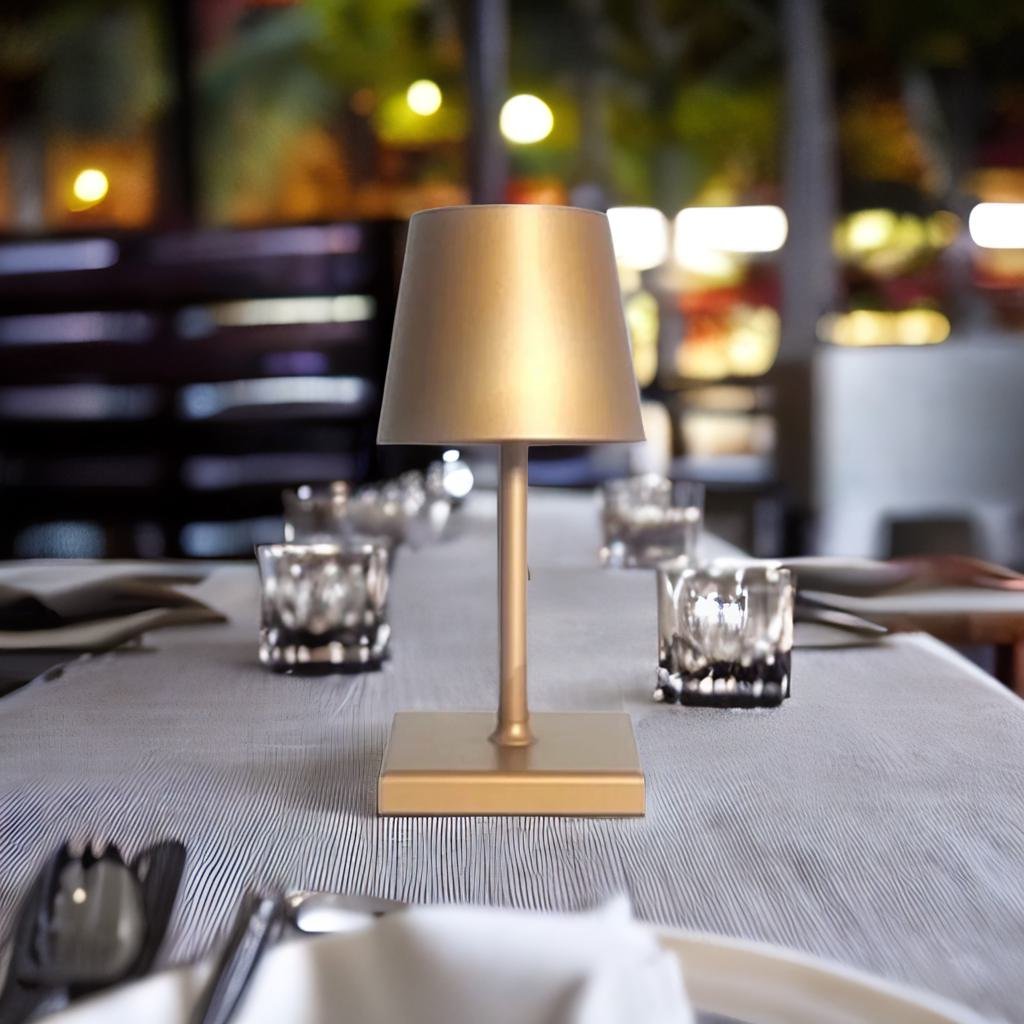 Mini Cordless Table Lamp Bistro Style Rechargeable Aluminium IP66 Touch Dimmable 3 Colour Temperature