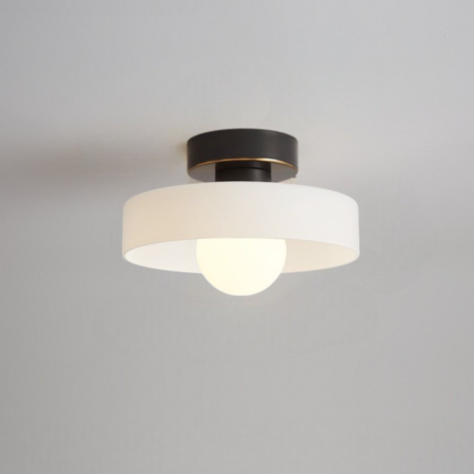 Brass and Glass Flush Mount Ceiling Light G9 Slim Profile