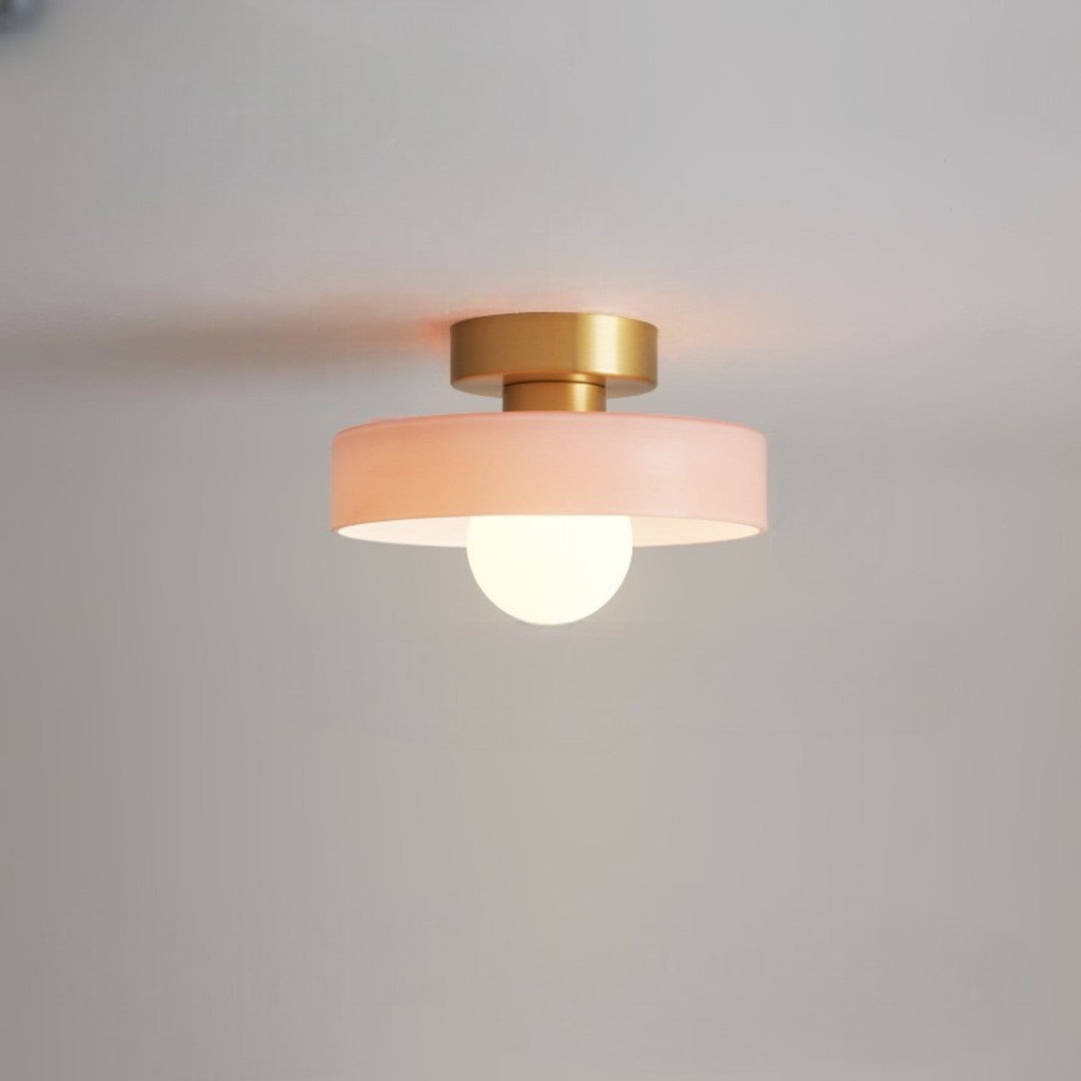 Brass and Glass Flush Mount Ceiling Light G9 Slim Profile