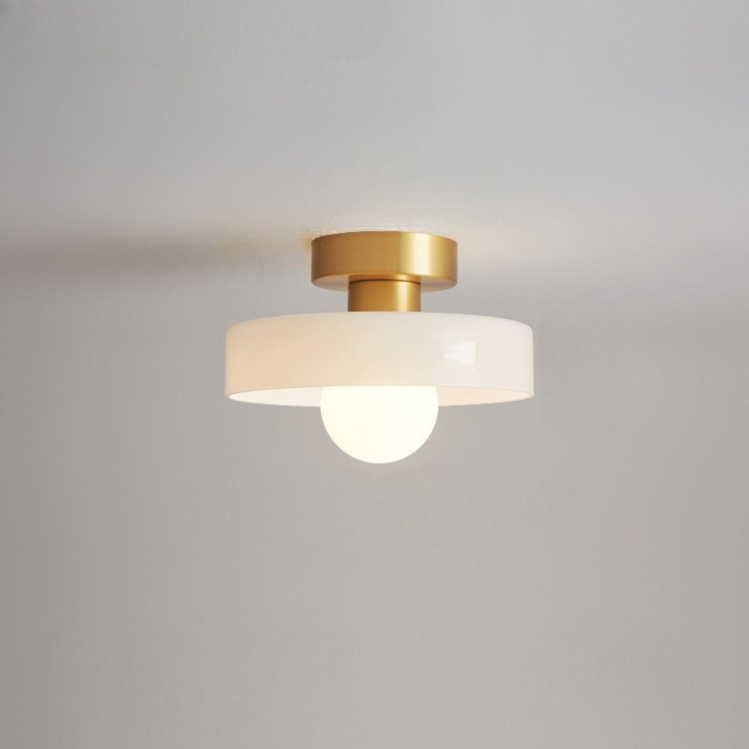 Brass and Glass Flush Mount Ceiling Light G9 Slim Profile
