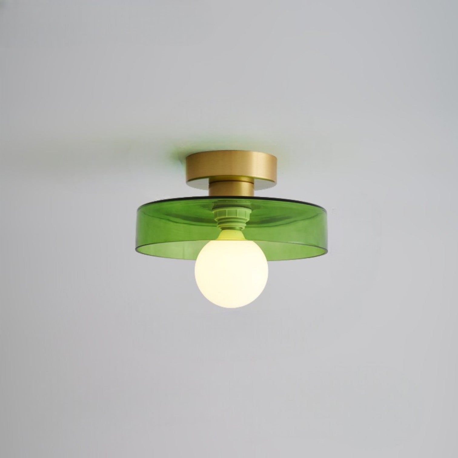 Brass and Glass Flush Mount Ceiling Light G9 Slim Profile