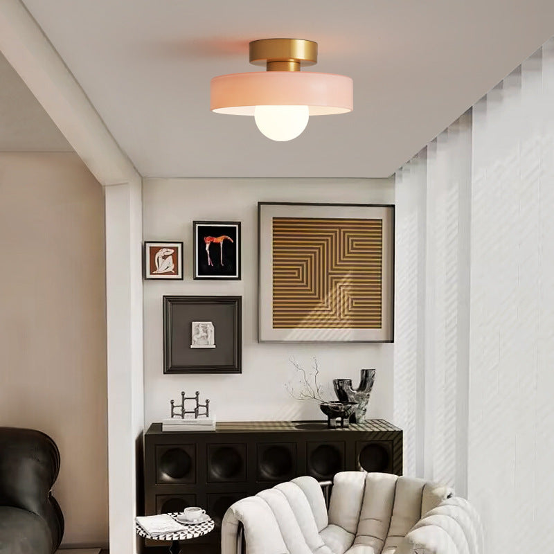 Brass and Glass Flush Mount Ceiling Light G9 Slim Profile