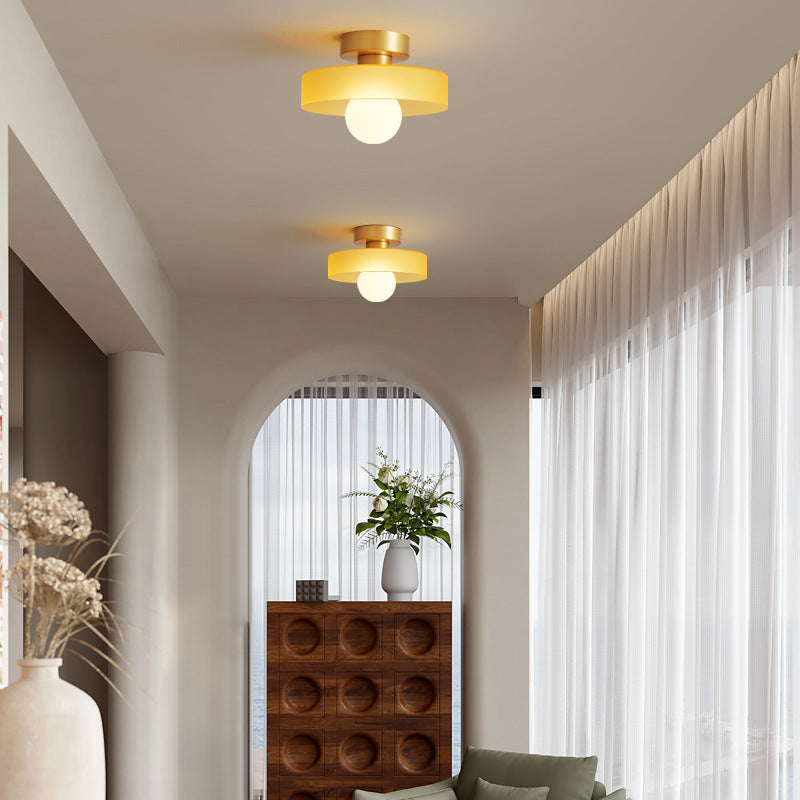 Brass and Glass Flush Mount Ceiling Light G9 Slim Profile