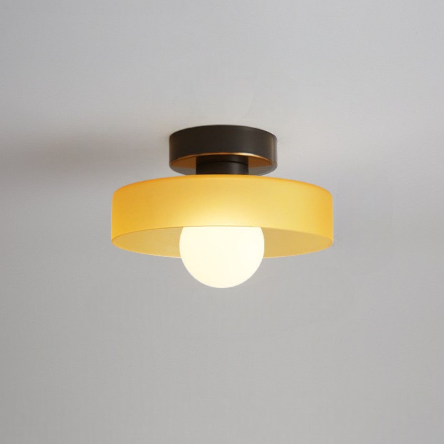 Brass and Glass Flush Mount Ceiling Light G9 Slim Profile