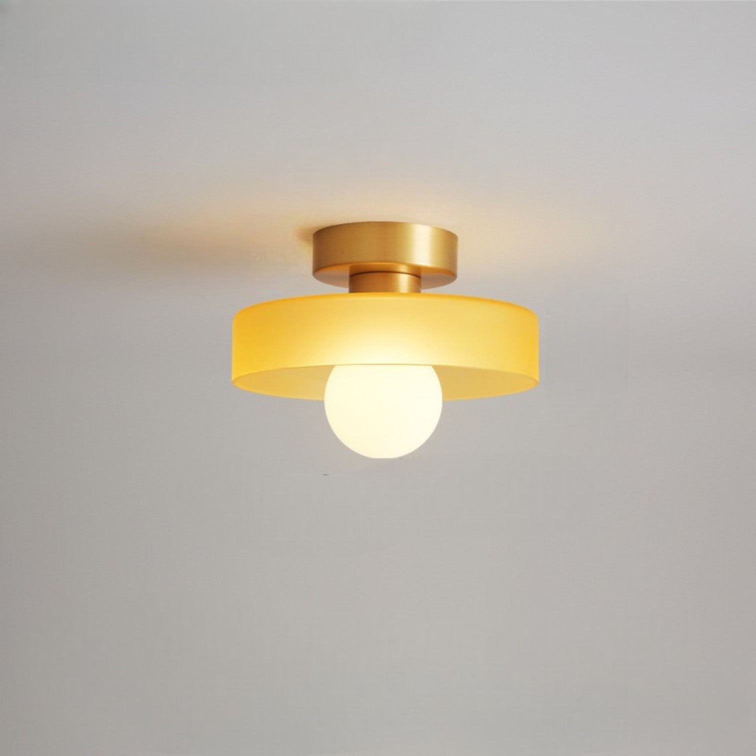Brass and Glass Flush Mount Ceiling Light G9 Slim Profile