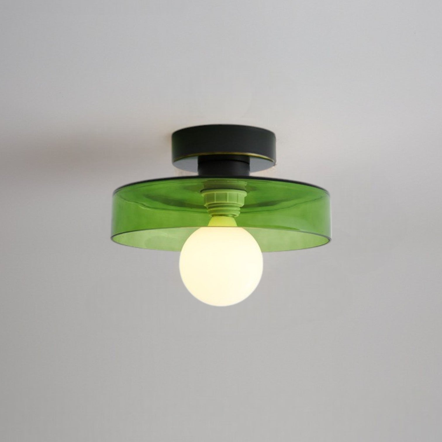 Brass and Glass Flush Mount Ceiling Light G9 Slim Profile