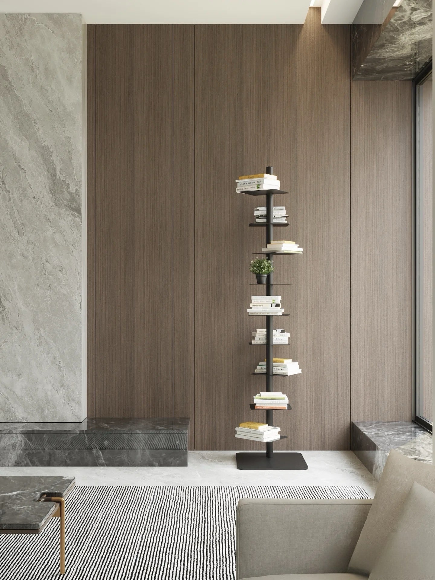 Multi-tier Floor Standing Vertical Book Tower Shelf