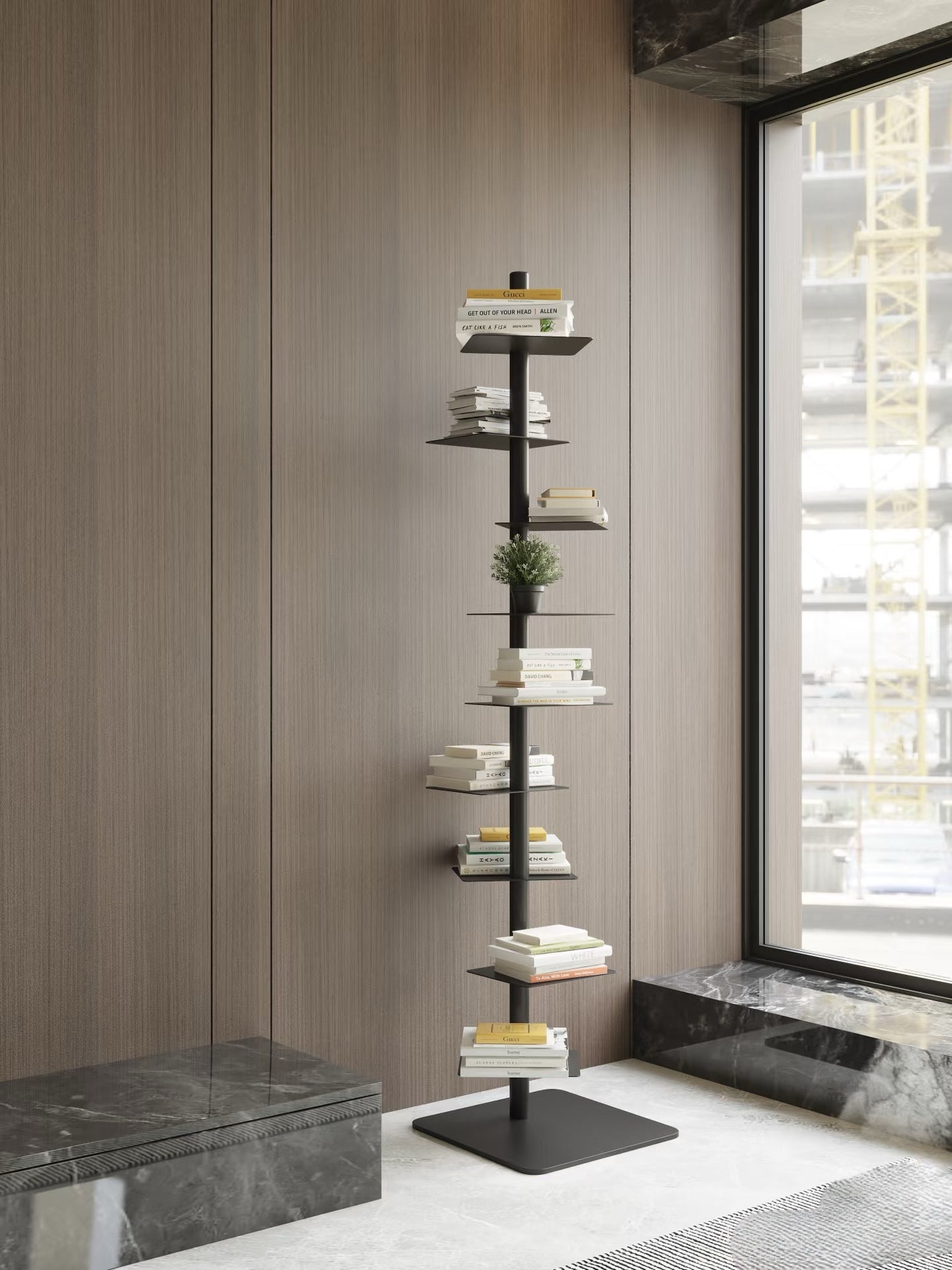 Multi-tier Floor Standing Vertical Book Tower Shelf
