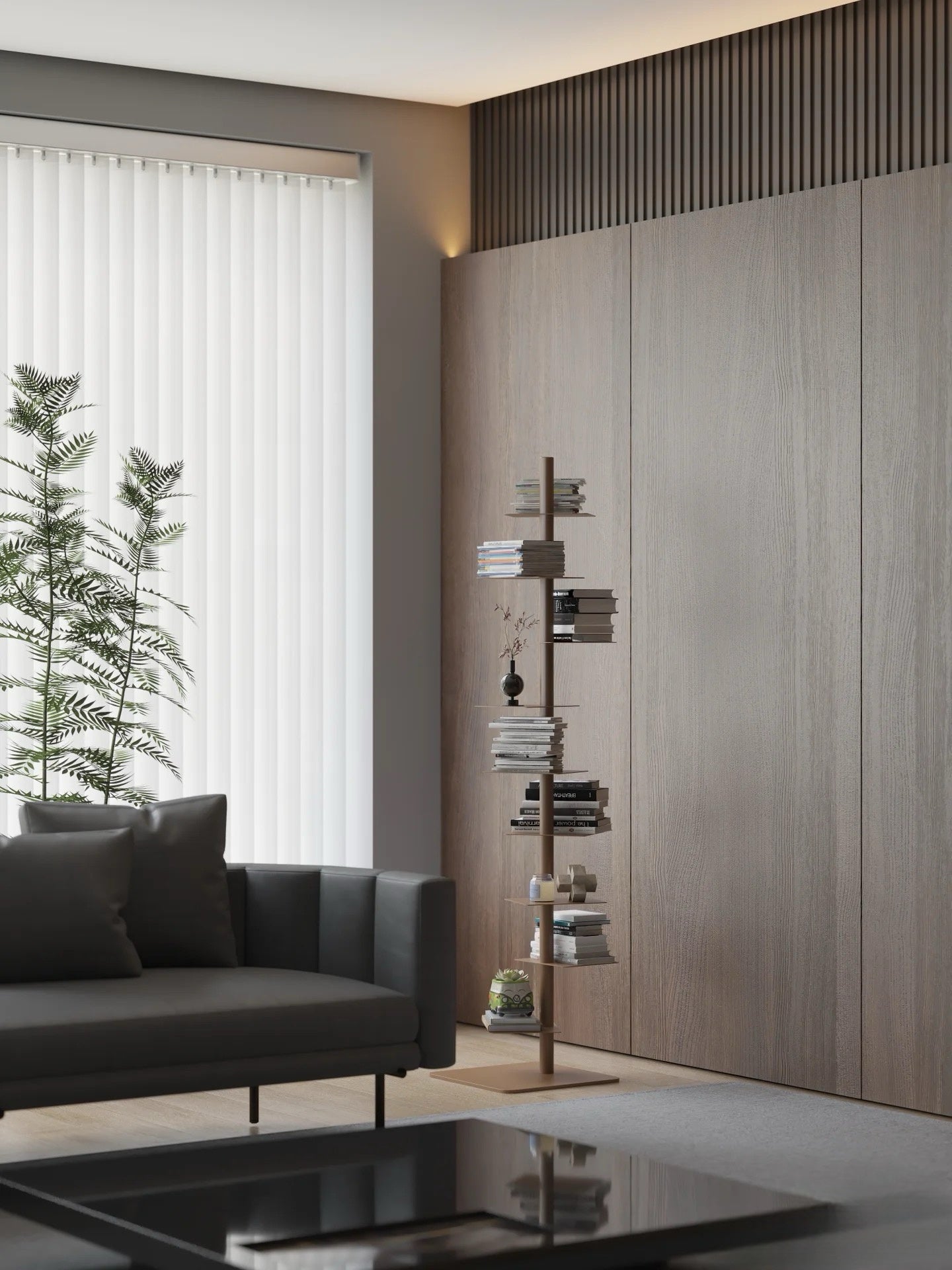 Multi-tier Floor Standing Vertical Book Tower Shelf