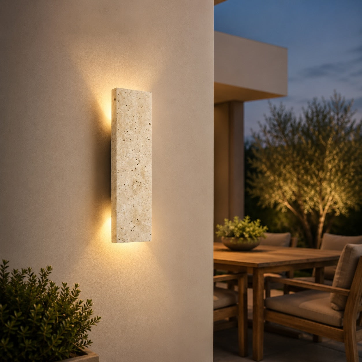 Natural Stone Wall Sconce with Integrated LED