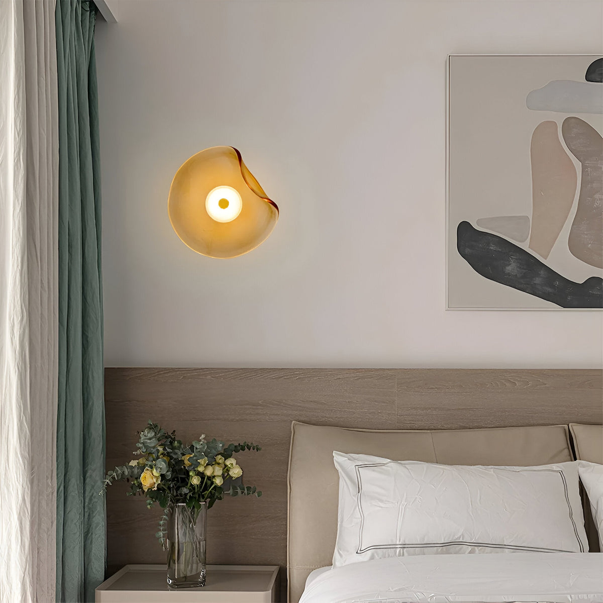 Wall Light LED Curved Toughened Glass Up Down Japandi Bedroom Living Room Hallway