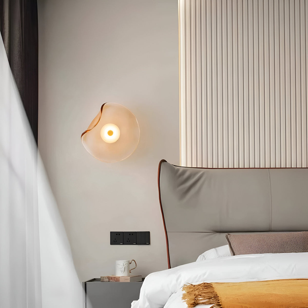 Wall Light LED Curved Toughened Glass Up Down Japandi Bedroom Living Room Hallway