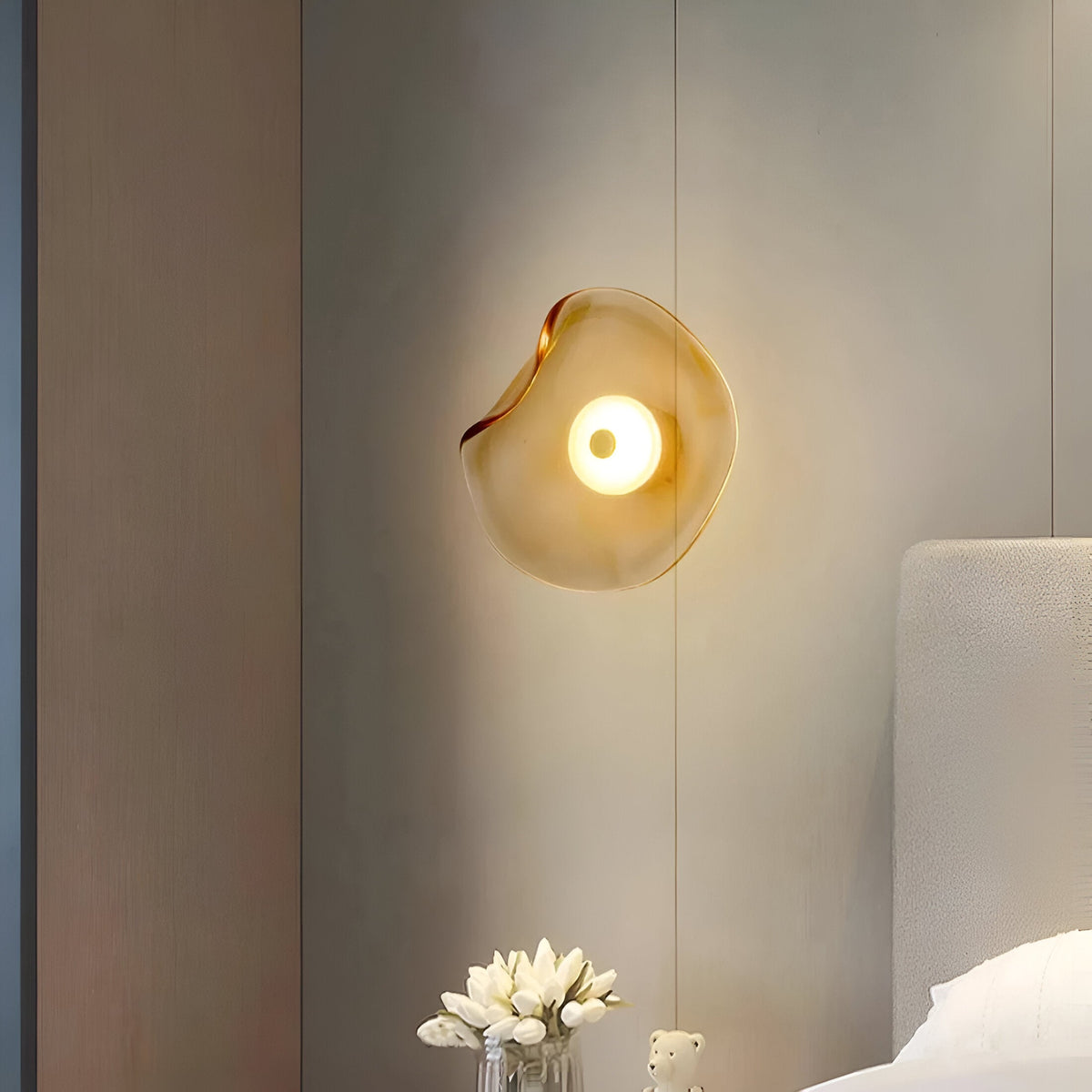 Wall Light LED Curved Toughened Glass Up Down Japandi Bedroom Living Room Hallway