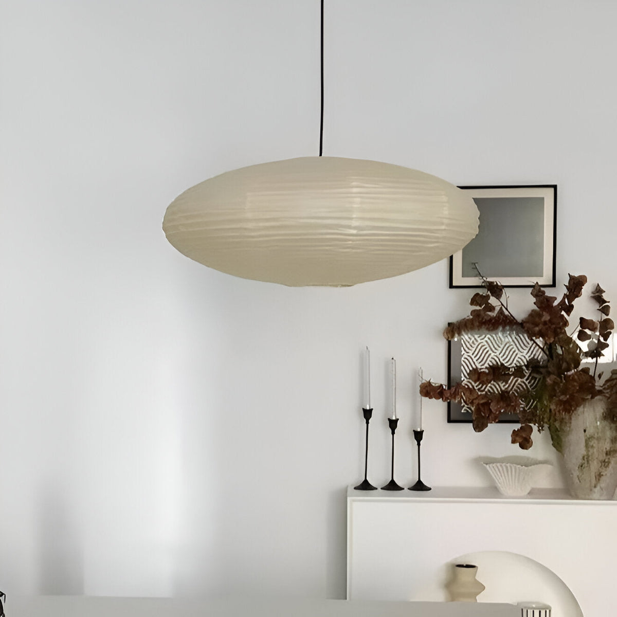 Pendant Light Mulberry Paper Shard Japandi Dining Room Bedroom Entryway
