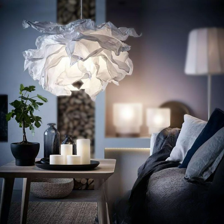 Pendant Light Parchment Cloud Shade LED Dimmable Nordic Living Room Bedroom