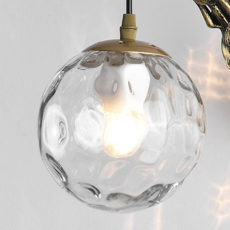 Wall Light Sconce Orb Glass Shade Vintage Rustic Bedroom Living Room Hallway