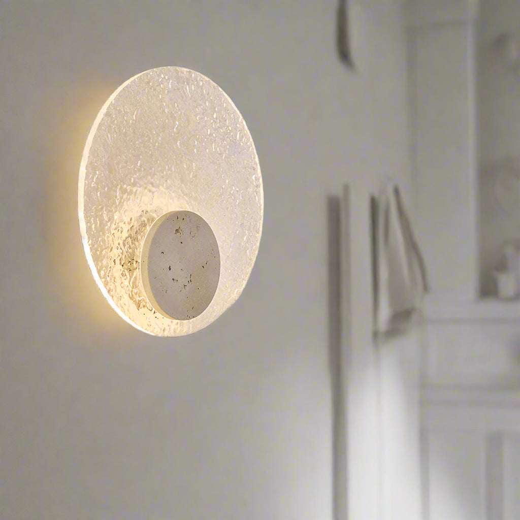Wall Light Travertine Stone Acrylic Disc Minimalist Living Room Bedroom Hallway