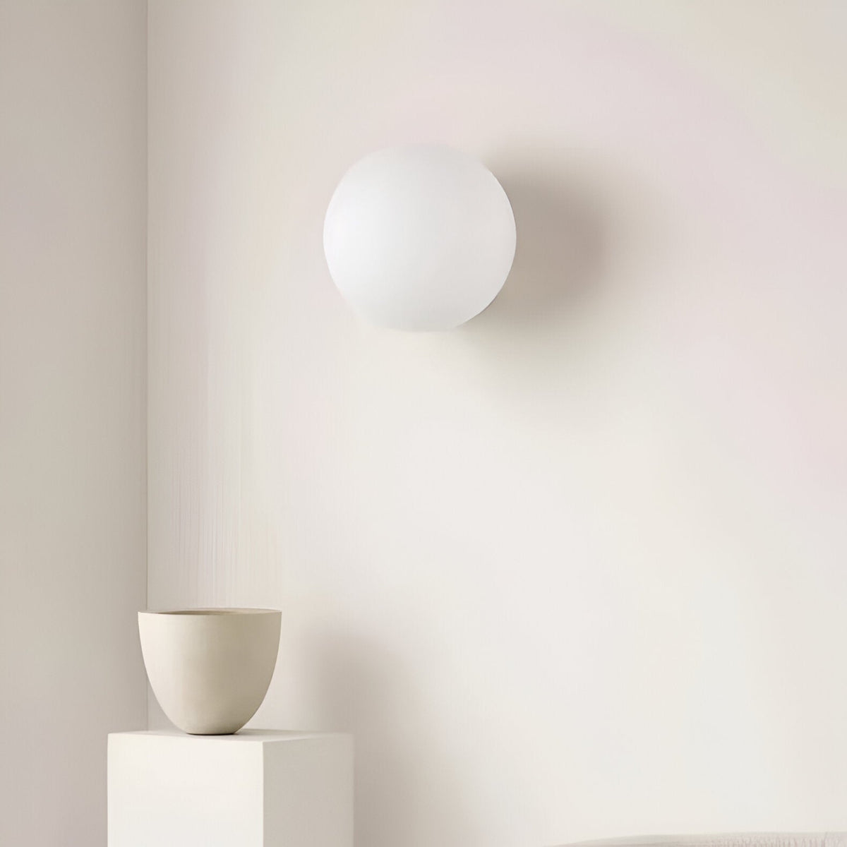 Wall Light Sconce Frosted Glass Globe Minimalist Bedroom Hallway Living Room