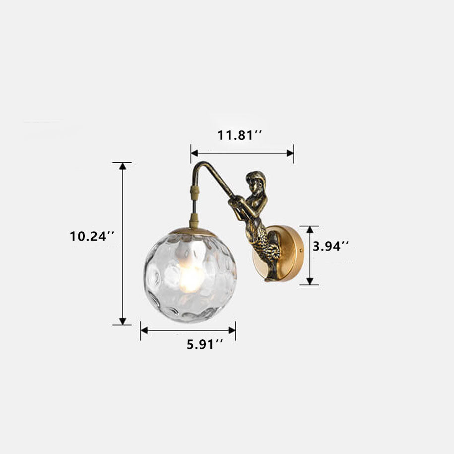 Wall Light Sconce Orb Glass Shade Vintage Rustic Bedroom Living Room Hallway