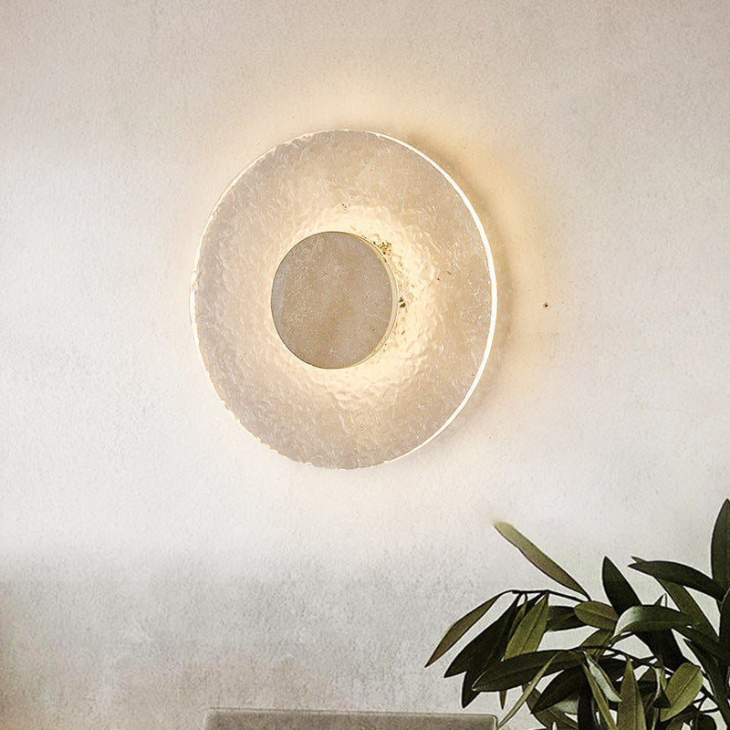 Wall Light Travertine Stone Acrylic Disc Minimalist Living Room Bedroom Hallway