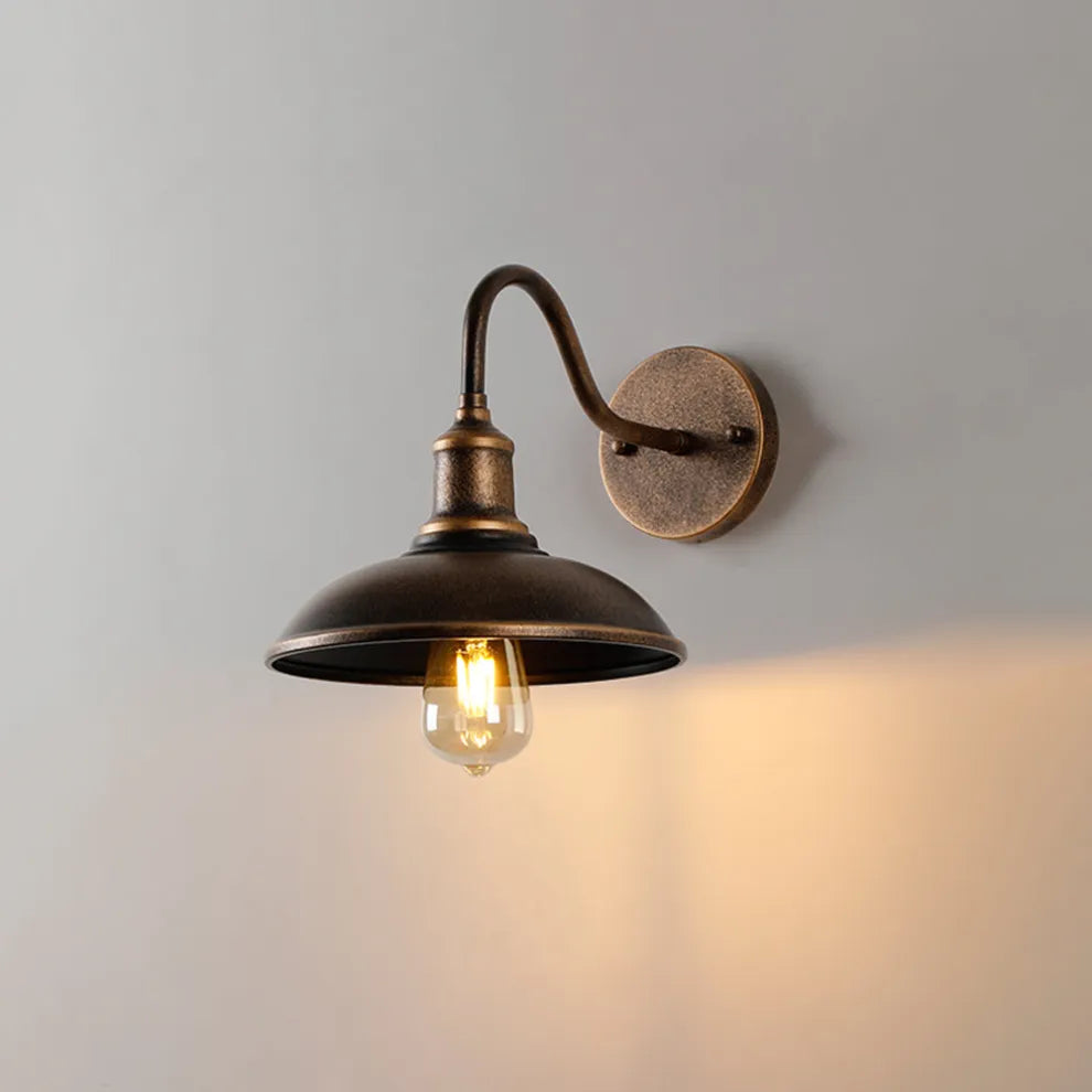 Outdoor Wall Light with Gooseneck Metal Shade