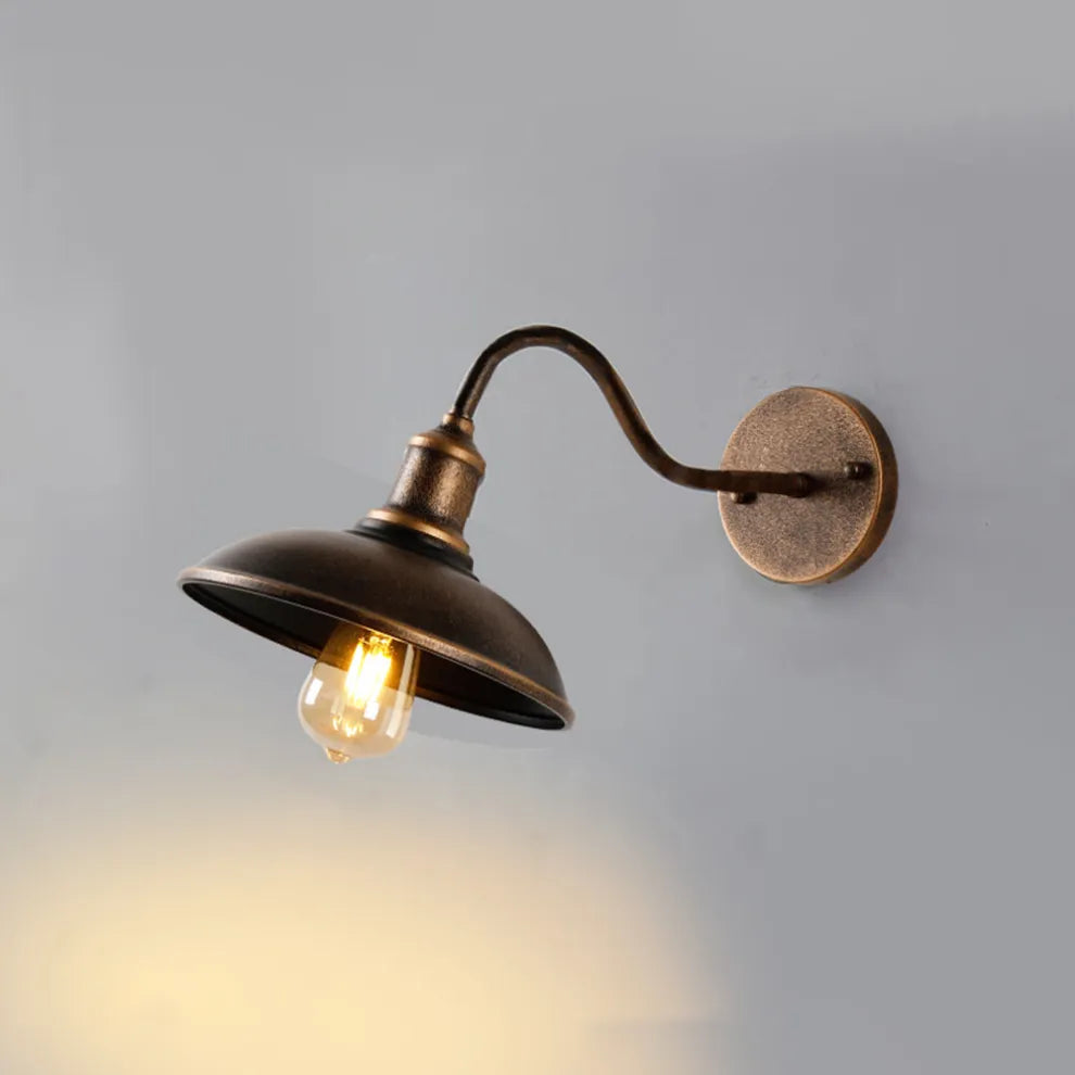 Outdoor Wall Light with Gooseneck Metal Shade
