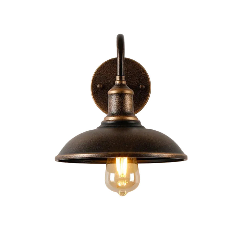 Outdoor Wall Light with Gooseneck Metal Shade