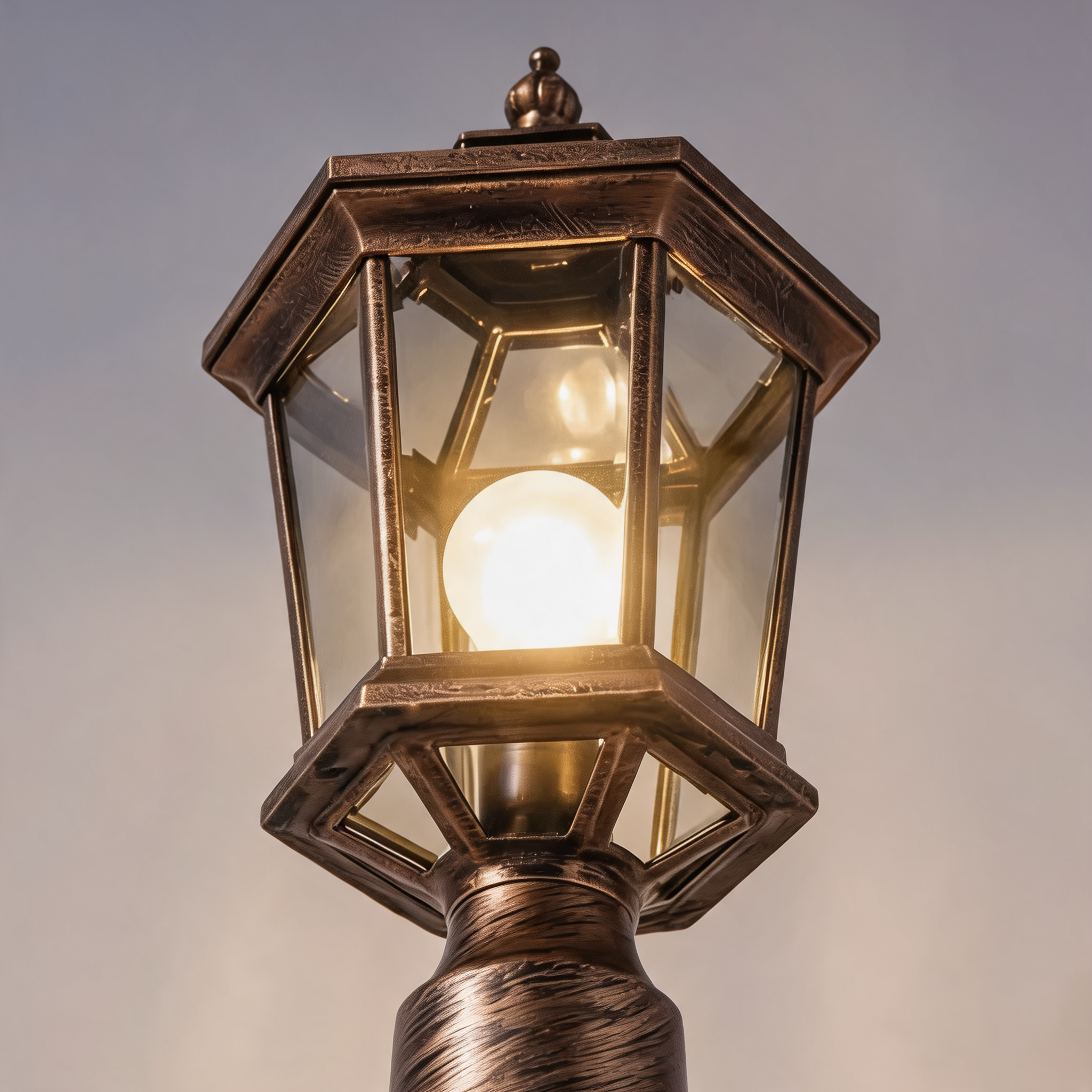 Outdoor Pillar Light with Aluminum Frame and Glass Shade