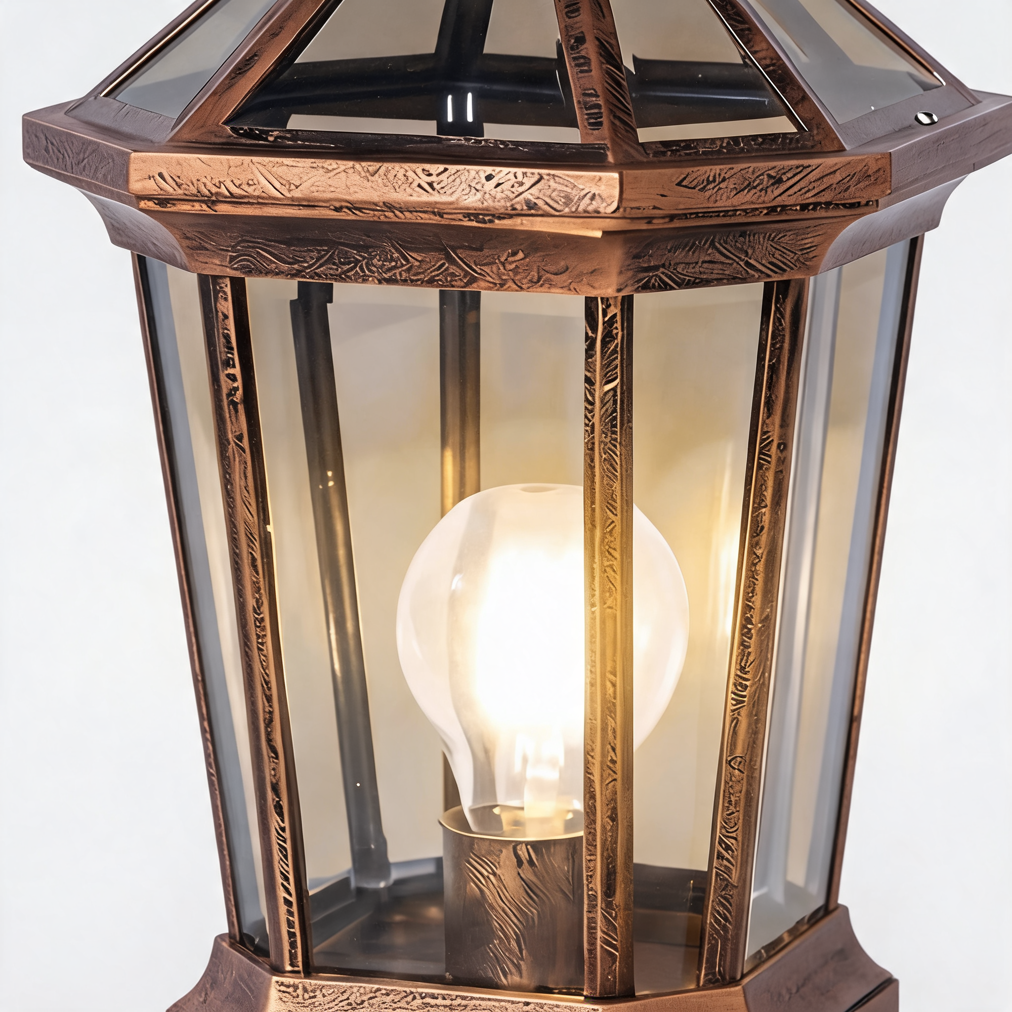 Outdoor Pillar Light with Aluminum Frame and Glass Shade
