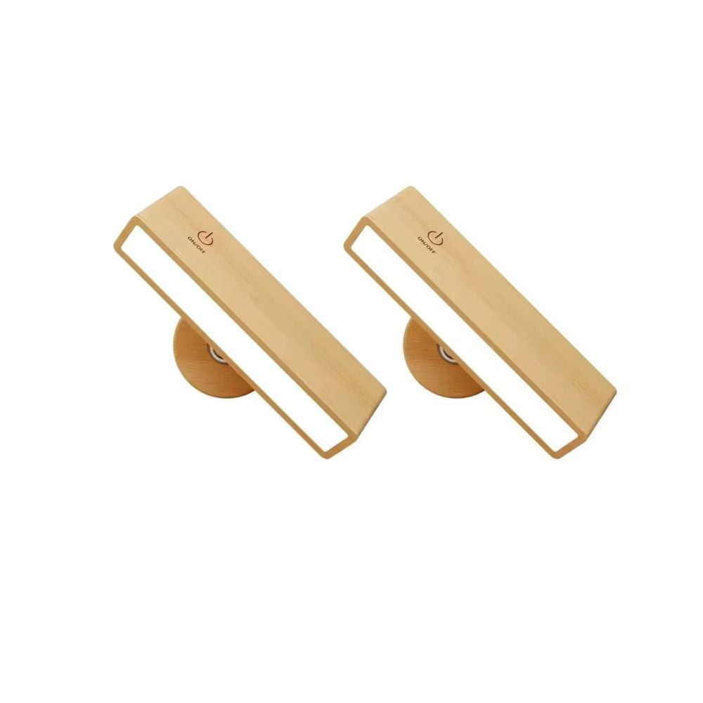 Rechargeable Wall Light Wood Magnetic Mount 360 Rotating Remote Dimmable Type-C Bedside Reading