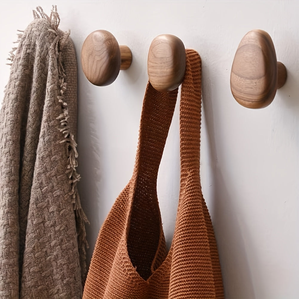 Pebble Shaped Wooden Wall Hooks
