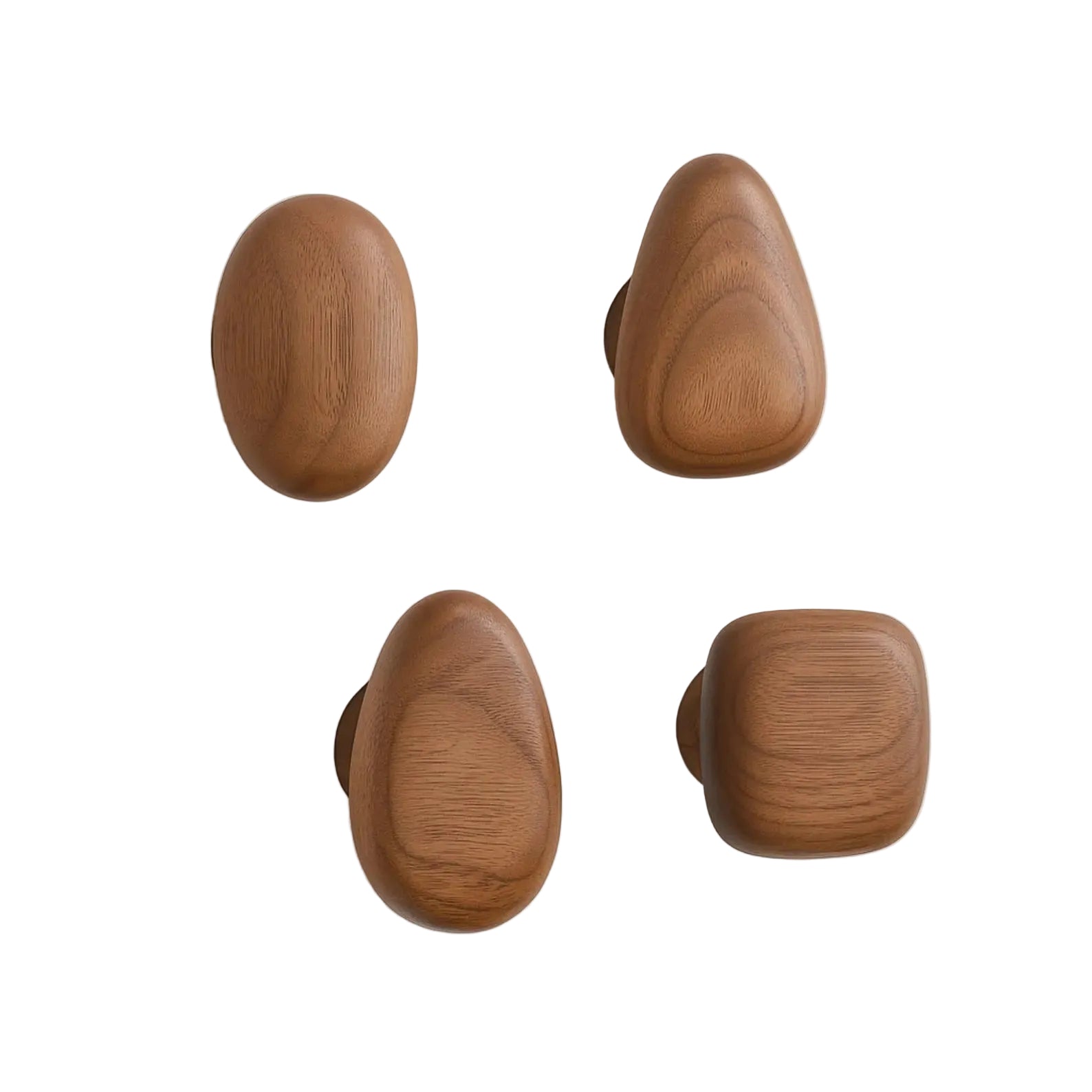 Pebble Shaped Wooden Wall Hooks