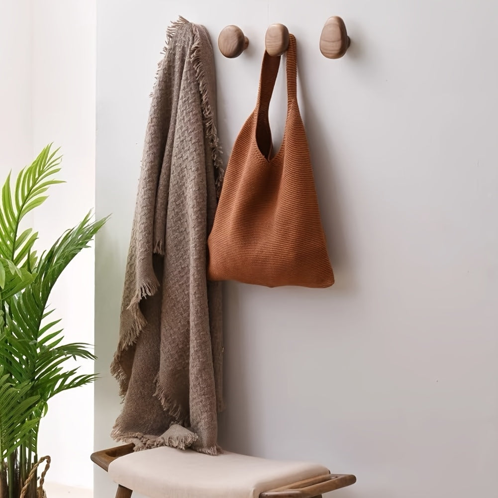 Pebble Shaped Wooden Wall Hooks