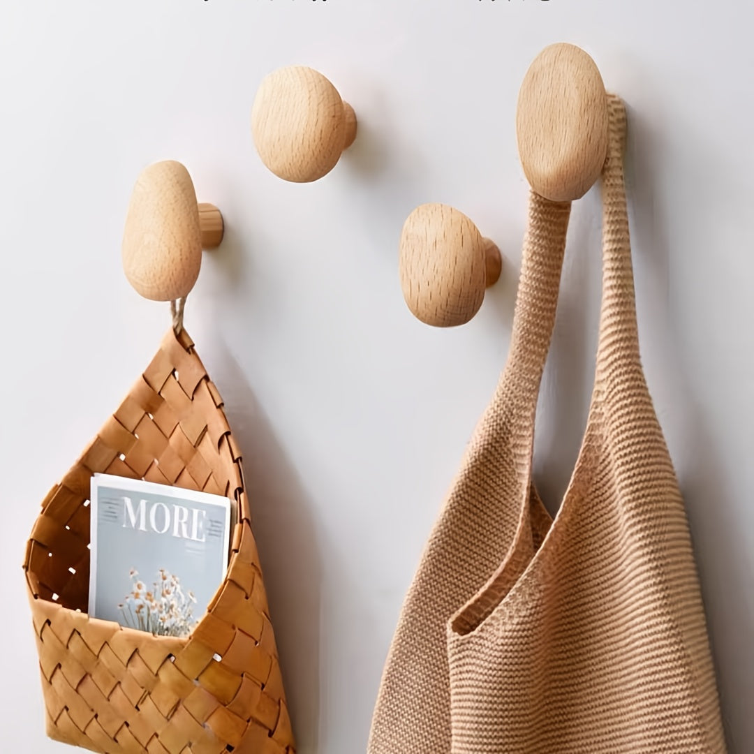 Pebble Shaped Wooden Wall Hooks