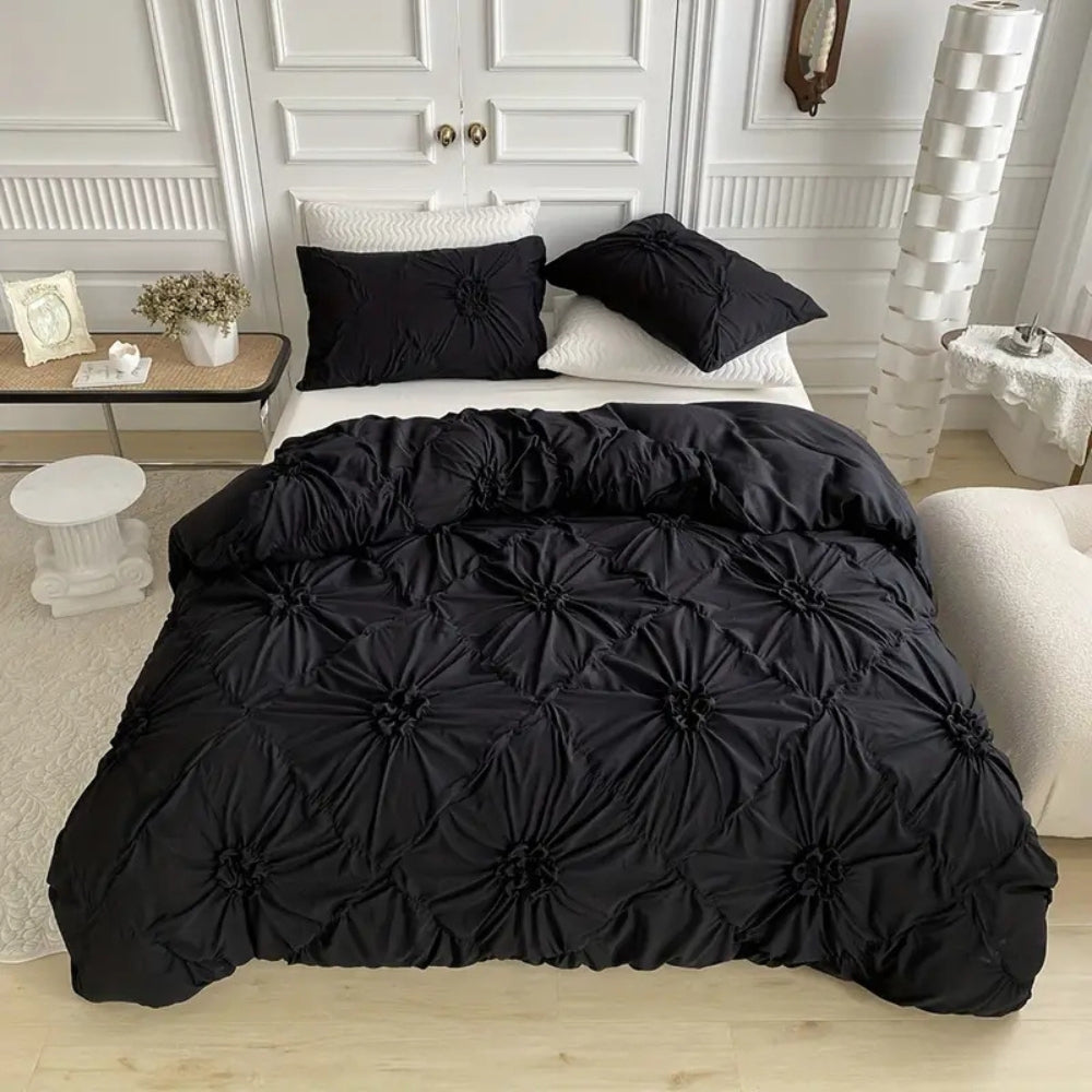 Pinch Pleat Quilt Cover Set with Ruffle Texture