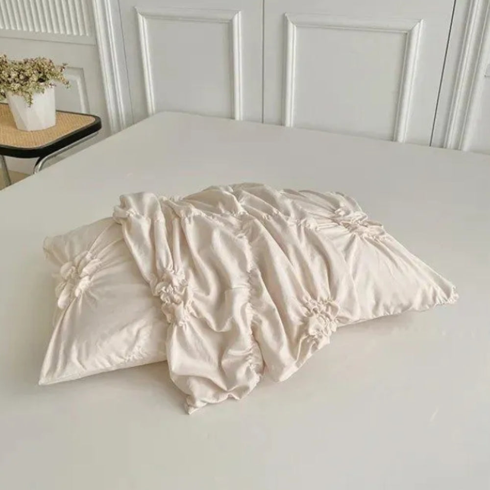 Pinch Pleat Quilt Cover Set with Ruffle Texture