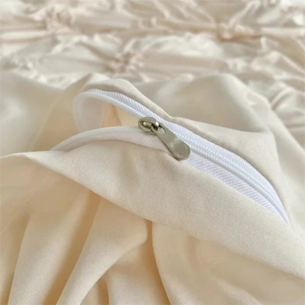 Pinch Pleat Quilt Cover Set with Ruffle Texture