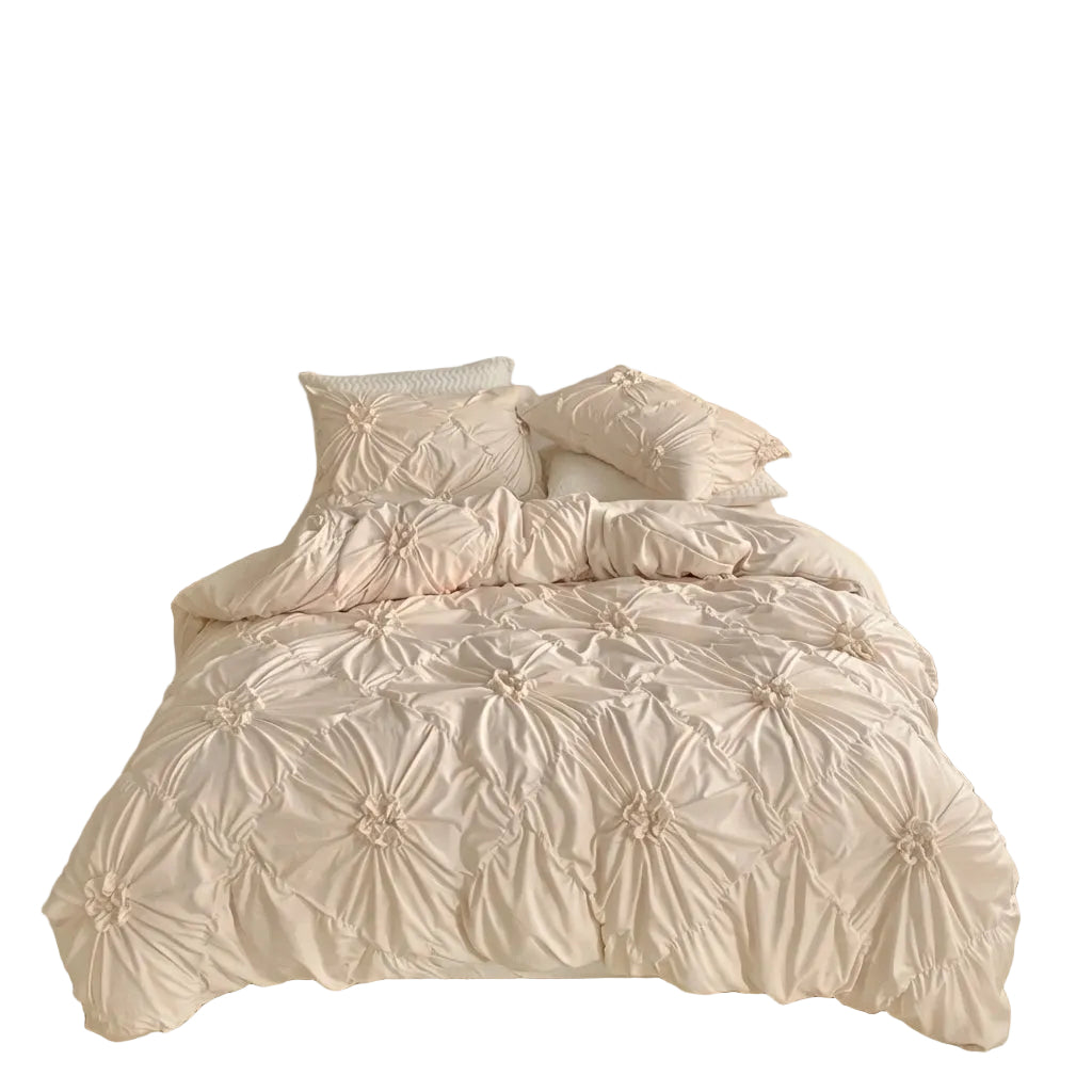 Pinch Pleat Quilt Cover Set with Ruffle Texture