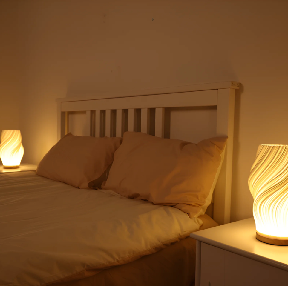 Pleated Twisted Sculptural Table Lamp
