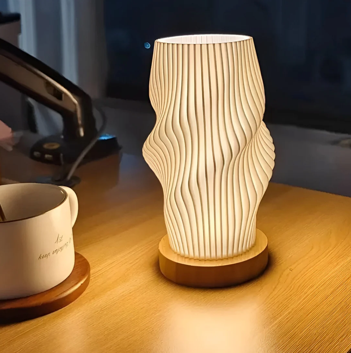 Pleated Twisted Sculptural Table Lamp