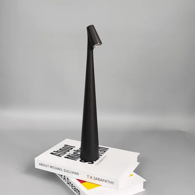 Cordless Table Lamp Set of 2 Aluminium Slim Cone Downlight Rechargeable Touch Dimmable Dining Bar