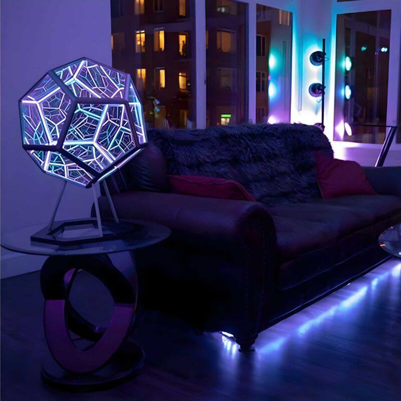 Infinity Mirror Lamp Dodecahedron 3D LED Colour Changing Night Light Gaming Room Bedroom Decor