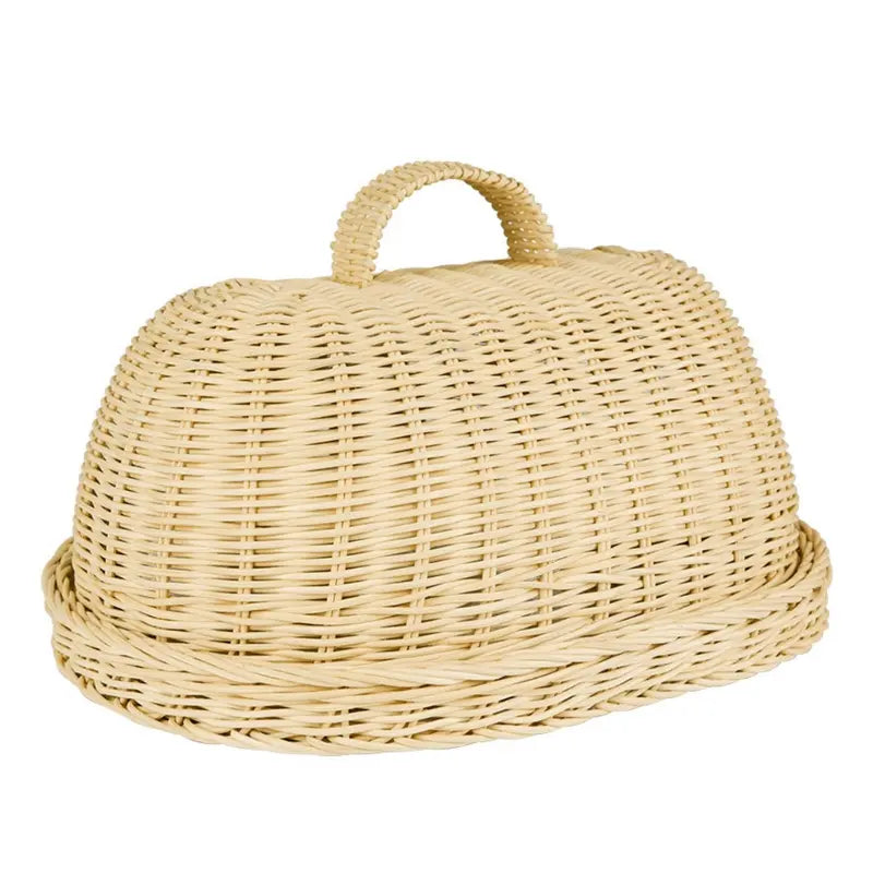 Rattan Bread Basket with Woven Cover