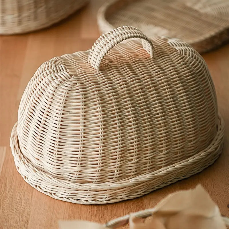 Rattan Bread Basket with Woven Cover