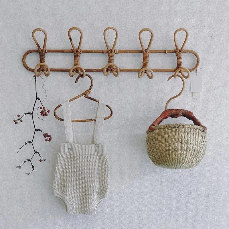 Rattan Wall Rack with Hanging Hooks