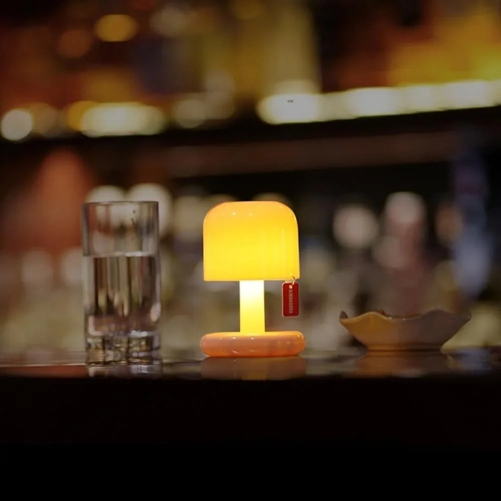 Rechargeable LED Table Lamp with Frosted Dome Shade