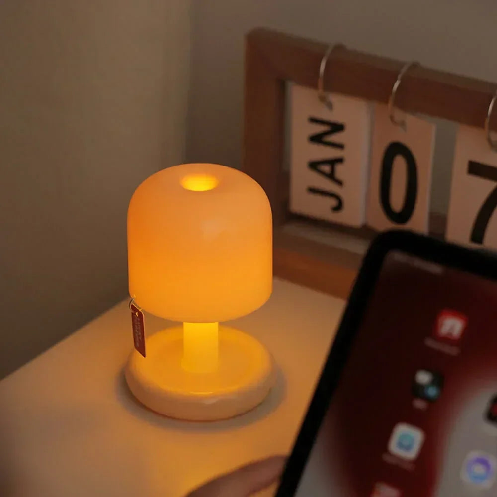 Rechargeable LED Table Lamp with Frosted Dome Shade