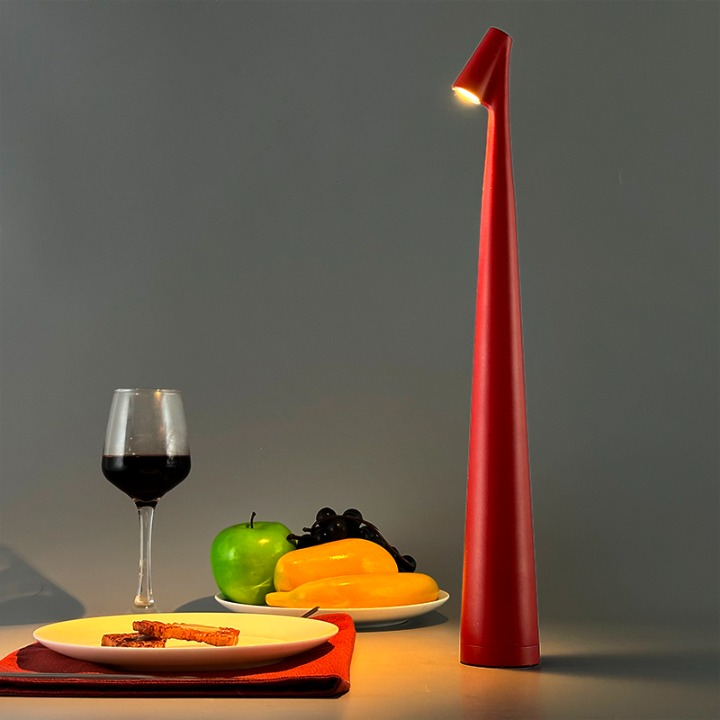 Cordless Table Lamp Set of 2 Aluminium Slim Cone Downlight Rechargeable Touch Dimmable Dining Bar