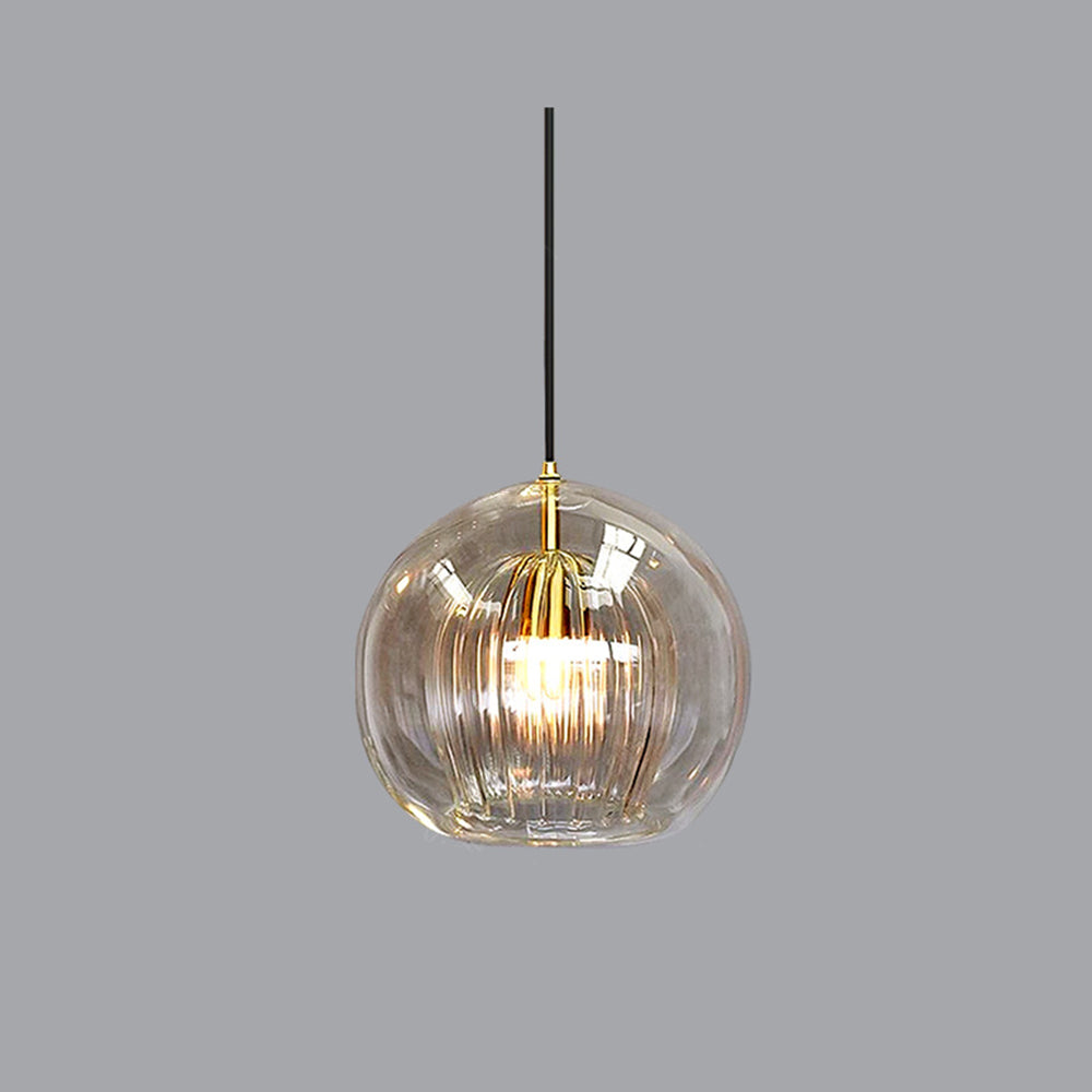 Clear Amber Glass Globe Pendant Light Hanging Ceiling Light