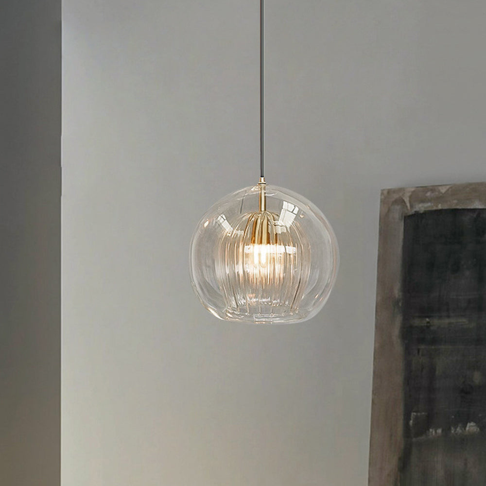 Clear Amber Glass Globe Pendant Light Hanging Ceiling Light